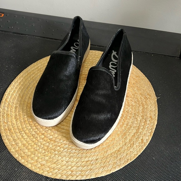 Sam Edelman Becker Real Fur Slip -on Sneakers Loafer Canvas Size 12 - Picture 3 of 15